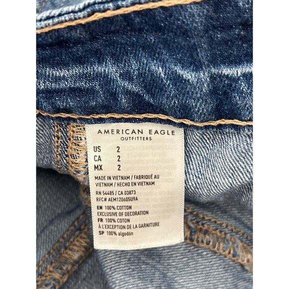 American Eagle Womens 2 XS Super Hi Rise A Line Blue Jean Denim Mini Skirt - Picture 11 of 14